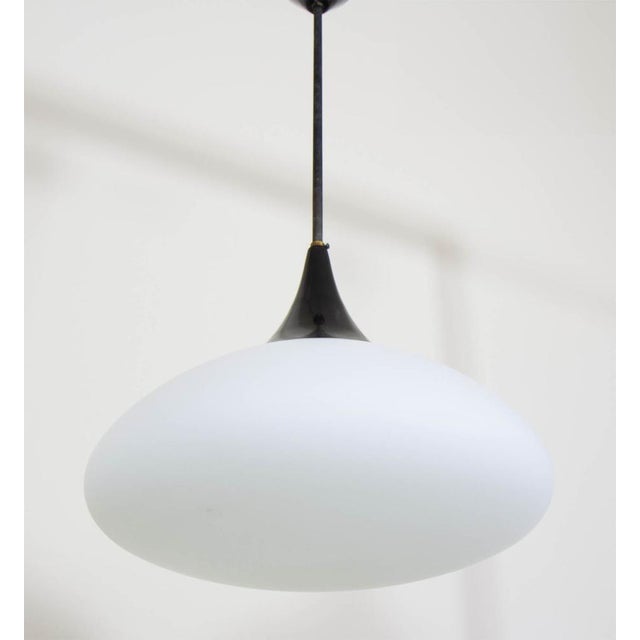 Metal Opaline Glass Pendant Lamp, 1960s For Sale - Image 7 of 11
