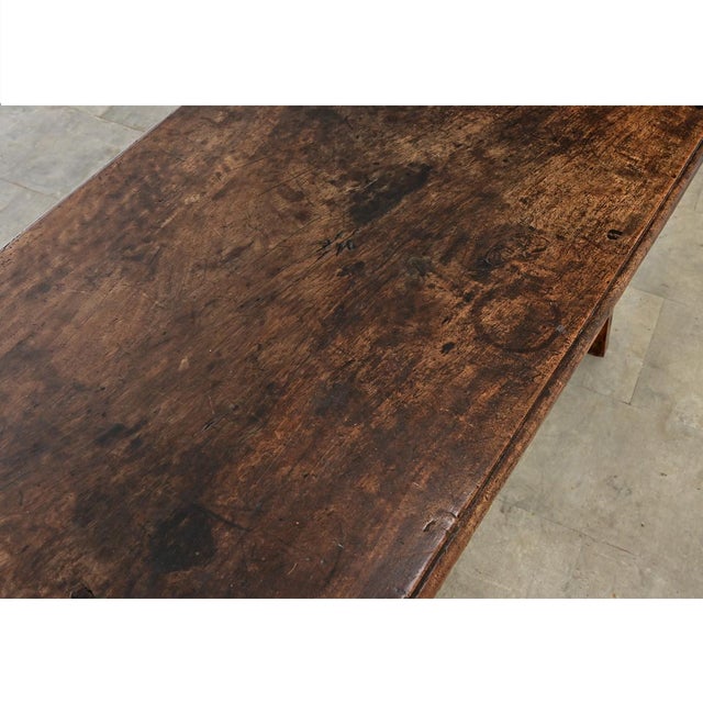 Brown Spanish 18th Century Single Plank Top Walnut & Iron Table For Sale - Image 8 of 12