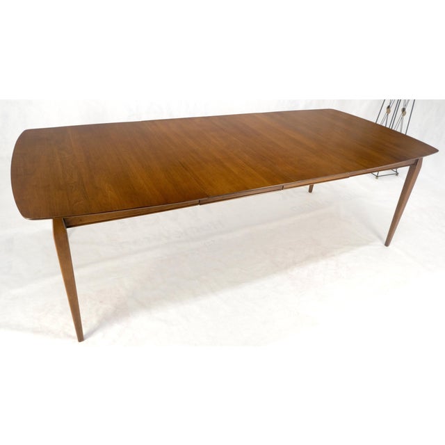 Late 20th Century Walnut Danish Mid Century Modern Tapered Leg 2 Boards 58" Long Dining Table MINT For Sale - Image 5 of 14