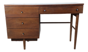 Mid Century Modern Four Drawer Writing Desk With Chrome Hardware by Stanley Furniture