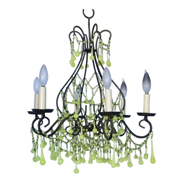 Italian Glass Beaded Chandelier For Sale
