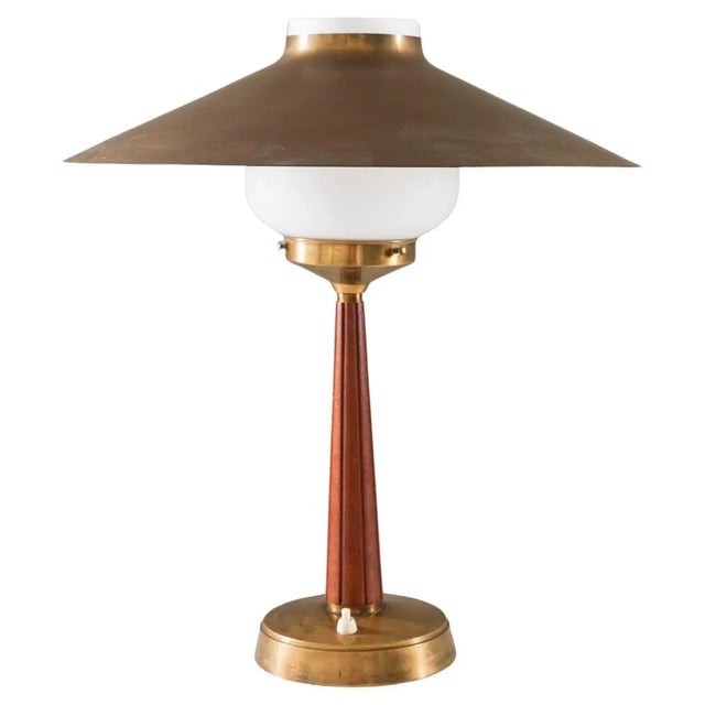 Swedish Modern Table Lamp in Brass and Glass, 1940s For Sale - Image 10 of 10