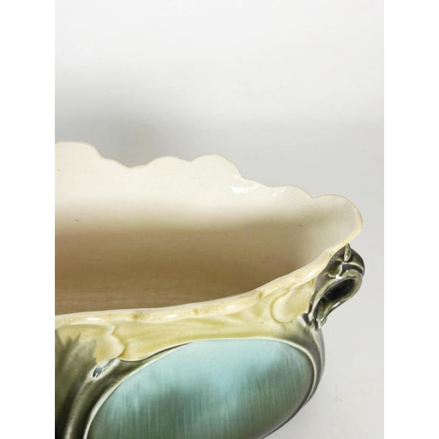 Art Nouveau Majolica Cachepot with Green and Blue Floral Decorations, France For Sale - Image 6 of 18