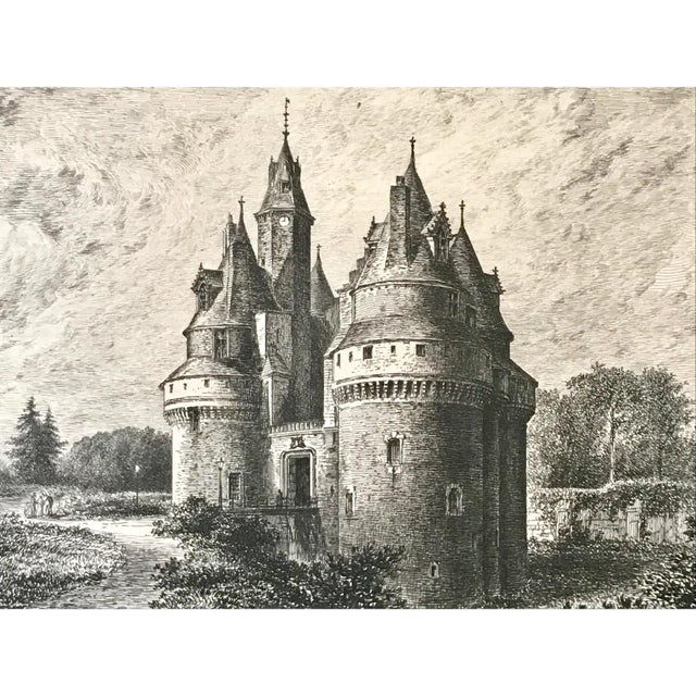 Antique French Etching Chateau Rambures by Lancelot C. 1860 For Sale - Image 4 of 6