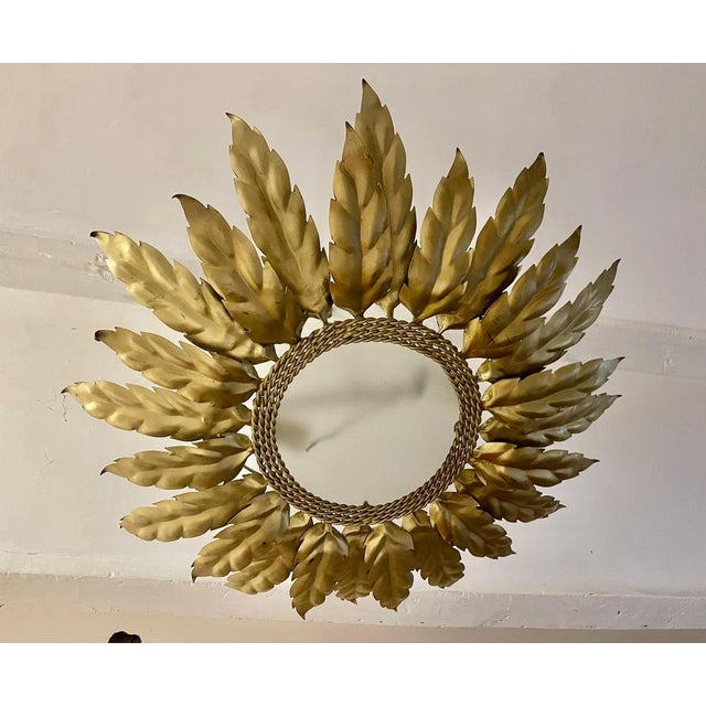 Large Spanish Sunburst Flush Mount , 1950 For Sale - Image 4 of 7