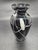 1980's Fenton Black Amethyst Art Glass, White Hanging Hearts Vase, small