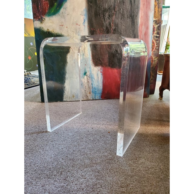 1970s Vintage Mid Century Vladimir Kagan Style Lucite Side Table For Sale - Image 4 of 7