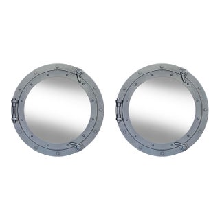 A Vintage Pr. Of Restoation Hardware, Industrial Porthole Style Mirrors For Sale