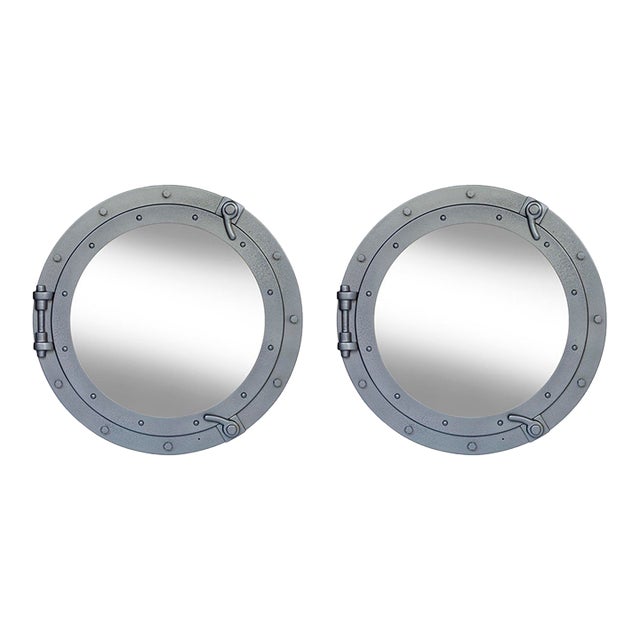 A Vintage Pr. Of Restoation Hardware, Industrial Porthole Style Mirrors For Sale