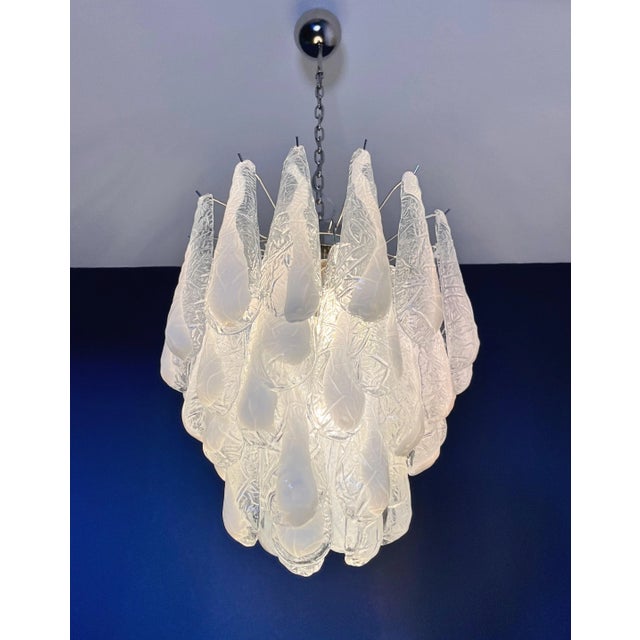 Italian Murano Glass Lattimo Petals Chandelier, 1990s For Sale - Image 15 of 18