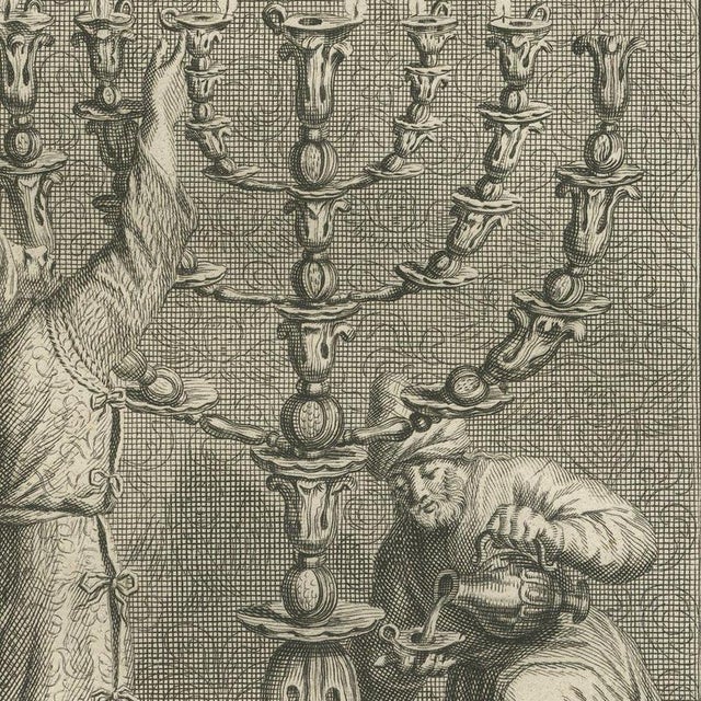 Pieter Mortier, Tabernacle Altars, Golden Candlestick and Brazen Laver, 1700, Engraving For Sale - Image 4 of 12