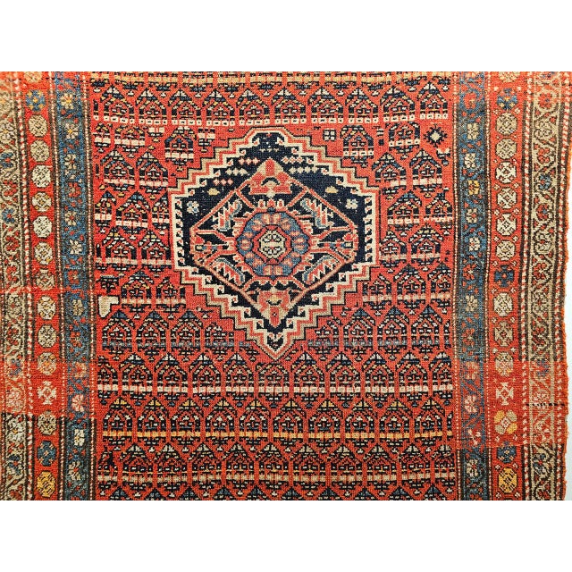 Vintage Persian Kurdish Bidjar Wide Runner Rug, Hand-Knotted Wool, Paisley Pattern, Terracotta & Blue, 4x11 For Sale - Image 9 of 12