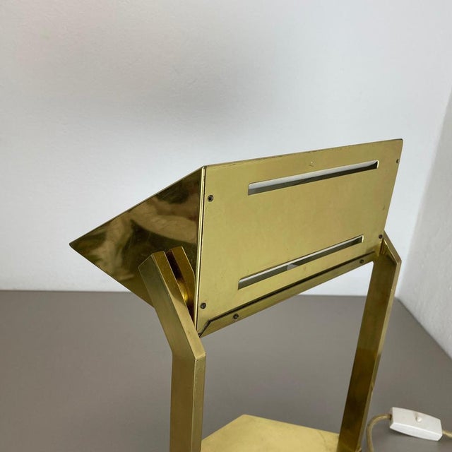 Vintage Brass Table Light attributed to United Workshops Munich, Germany, 1970s For Sale - Image 4 of 18