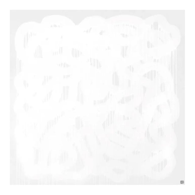 Fruity Ramen: Yang II - White on White Graffiti Textural Painting on Canvas Original Artwork by Jason DeMeo For Sale