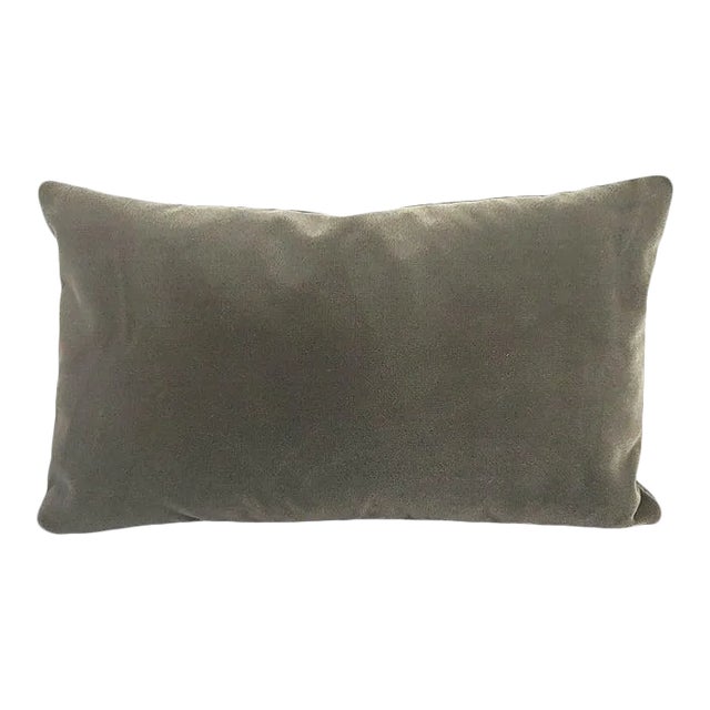 Kravet Faux Mohair in Stone Gray Large Lumbar Pillow Cover For Sale