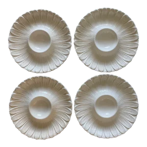 Vintage White Ceramic Daisy Appetizer/Artichoke Plates - Set of 4