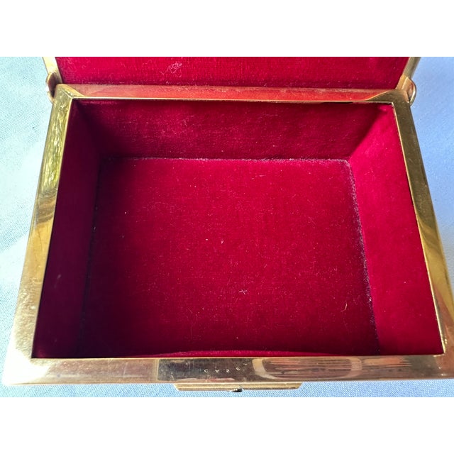 Gold Antique Erhard & Sohne German Jewelry Casket Trinket Box Cherubs Red Velvet For Sale - Image 8 of 11