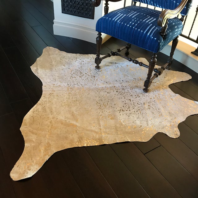 Gold Metallic Brazilian Cowhide Rug 5′2″ × 5′4″ Chairish