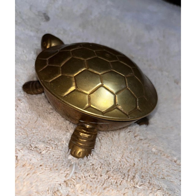 Mid-Century Modern 1970s Mid-Century Modern Brass Turtle Keepsake Cone/Loose Incense Herb Burner Ashtray For Sale - Image 3 of 12