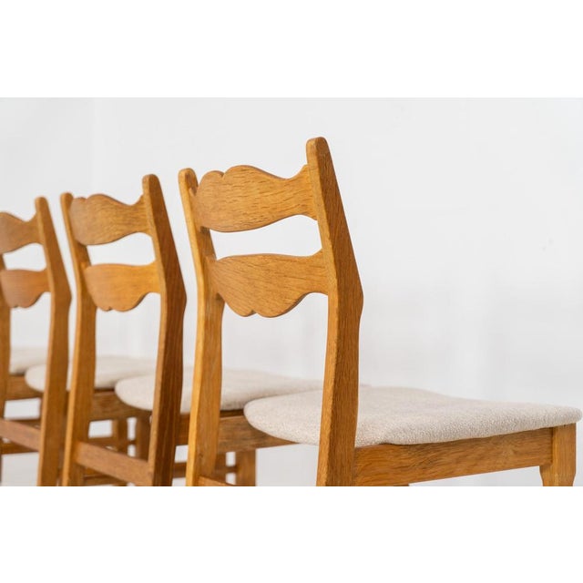 Brutalist Chairs in Oak by Henning Kjaernulf, Set of 6 For Sale - Image 11 of 15