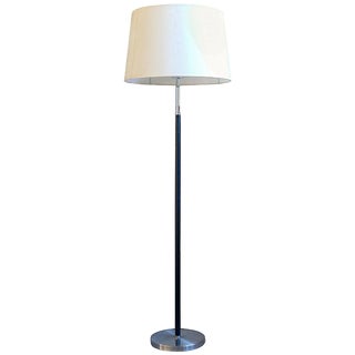 Mid-Century Leather Chrome Floor Lamp from Atelje Lyktan, Sweden, 1960s For Sale