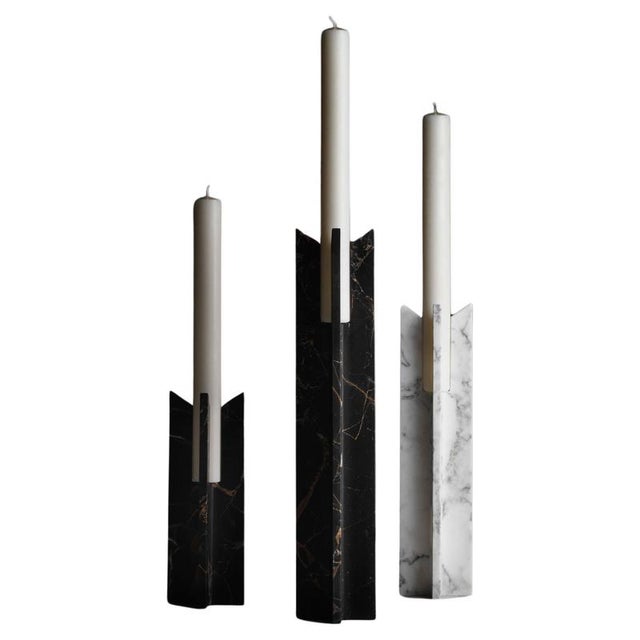Stone Trinity Candlesticks by Kreoo Design, Set of 3 For Sale - Image 7 of 7