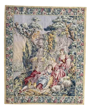 French Handwoven Tapestry in the style of Aubusson, 1990s