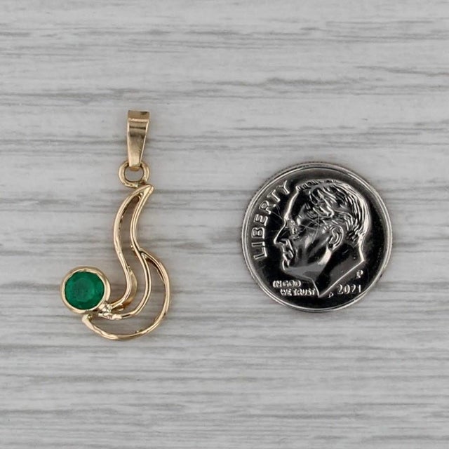 2010s 0.35ct Emerald Drop Pendant 18k Yellow Gold Round Solitaire For Sale - Image 5 of 5