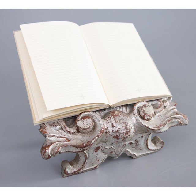 Wood Vintage Italian Silver Giltwood Shell Decor Easel Book Stand For Sale - Image 7 of 8