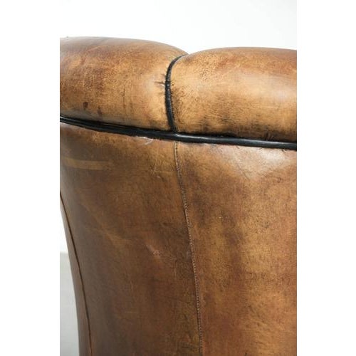 Vintage English-Style Club Chair in Sheepskin Leather For Sale - Image 12 of 14