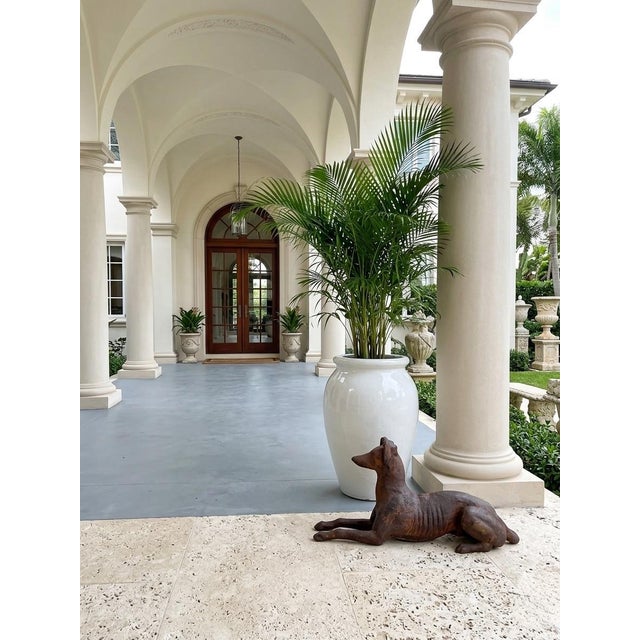 1990s Antique-Style Reclining Greyhound/Whippet Cast Iron Garden Statue For Sale - Image 10 of 12