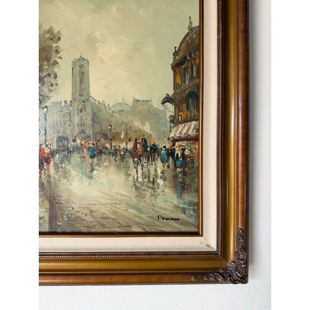 Brown 1960’s Vintage Impressionist Parisian Street Scene Oil on Canvas Painting, Framed For Sale - Image 8 of 11