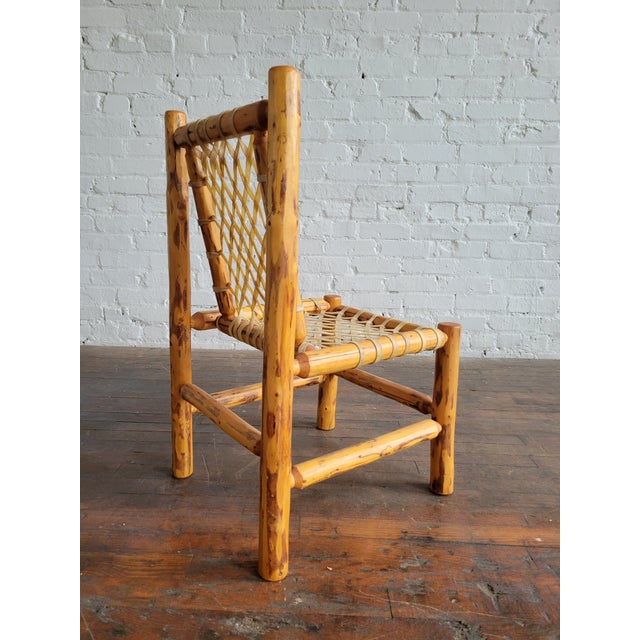 1940s Rustic Pine Log & Rawhide Side Chair For Sale - Image 12 of 15