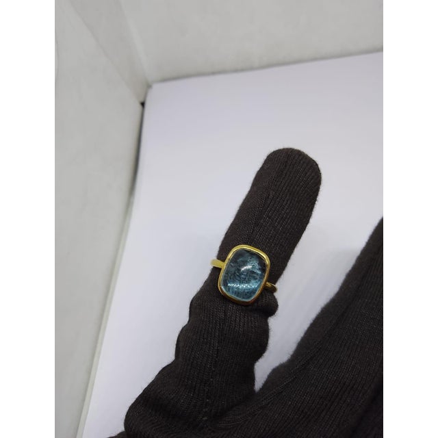 Natural Aquamarine Ring in 14k Gold For Sale - Image 4 of 8