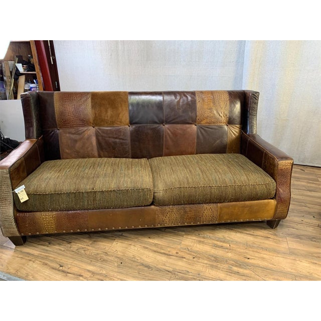 Brown Paul Robert Mixed Fabric and Leather Sofa & Chair For Sale - Image 8 of 16