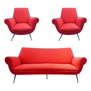Italian Sofa and Chairs, 1960s, Set of 3 For Sale