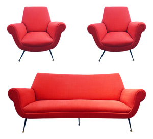 Italian Sofa and Chairs, 1960s, Set of 3