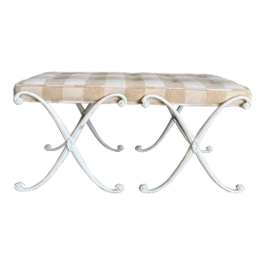 Newly Upholstered Vintage Plaid Bench Seat