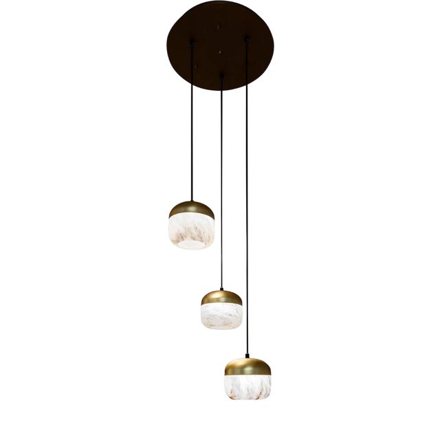 Copper 3 Pendant Lamp by United Alabaster For Sale