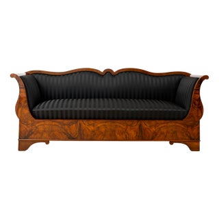 Antique Biedermeier Walnut Sofa, 1850 For Sale