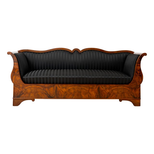 Antique Biedermeier Walnut Sofa, 1850 For Sale