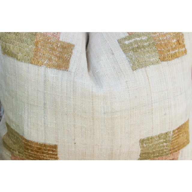 Vintage Akham Natural Embroidered Organic Silk Pillow For Sale - Image 4 of 9
