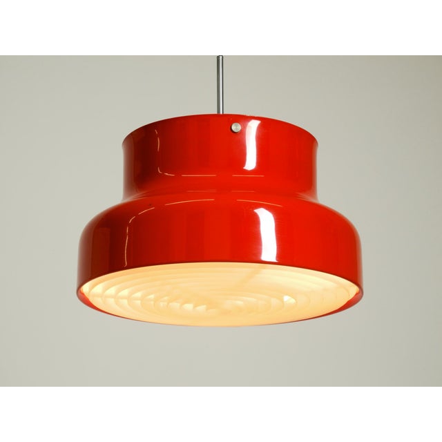 Very beautiful, large, original 1960s bumling ceiling lamp in red. Painted white inside. the original paint is still...