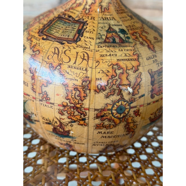 Mid 20th Century Vintage Florentia Italian Leather Wrapped World Map Liquor Decanter For Sale - Image 5 of 12