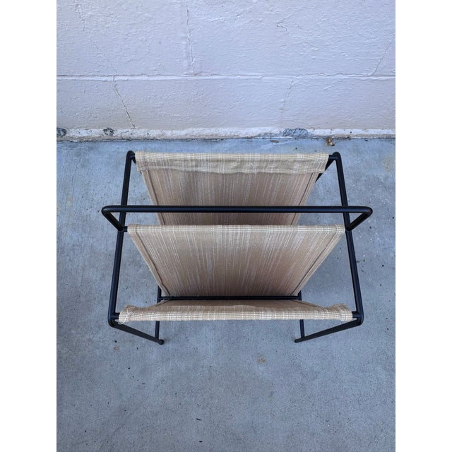 Textile Paul McCobb for Fritz Hansen Magazine Holder, Black Steel & Tan Textile For Sale - Image 7 of 12