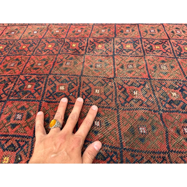 Antique Yomut Turkmen Diamond Lattice Tribal Rug - 4'10" X 3'1" For Sale - Image 6 of 9
