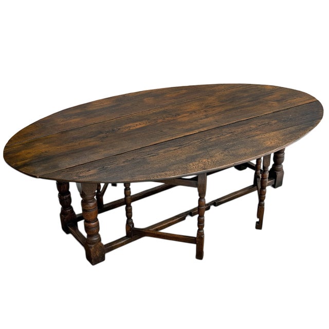 Farmhouse Early 20th Century English Oval Gateleg Dropleaf Dining Table For Sale - Image 3 of 18