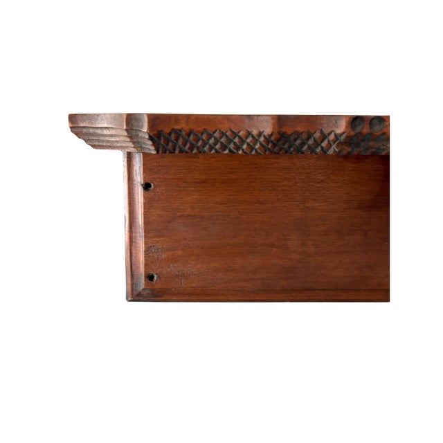 Antique Victorian Solid Walnut Hand-Carved Wall Shelf With Architectural Bracket For Sale - Image 11 of 12