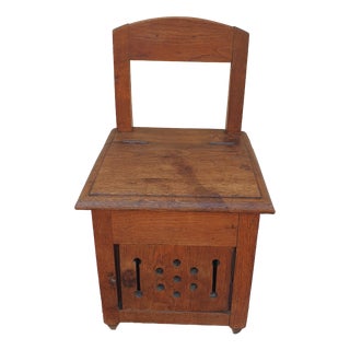 Small Rustic Work Chair in Chestnut Wood For Sale
