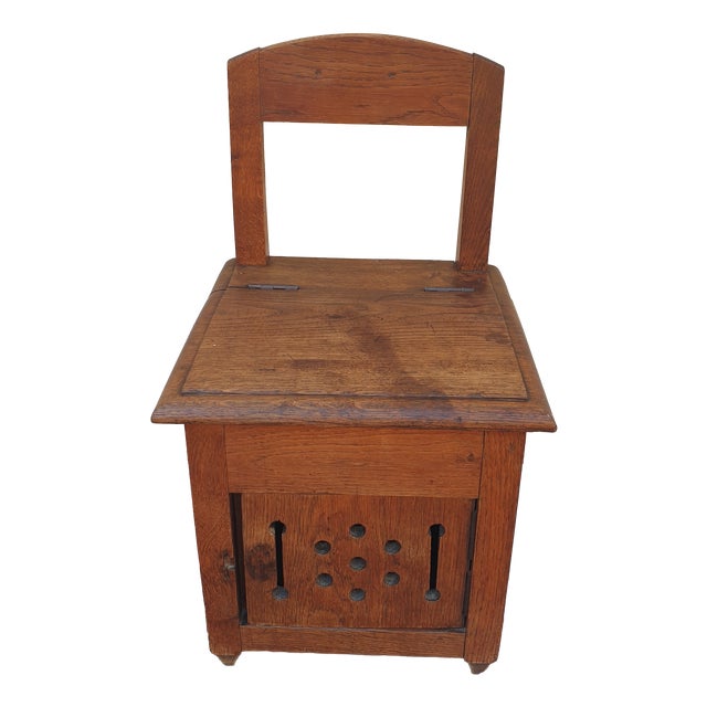 Small Rustic Work Chair in Chestnut Wood For Sale